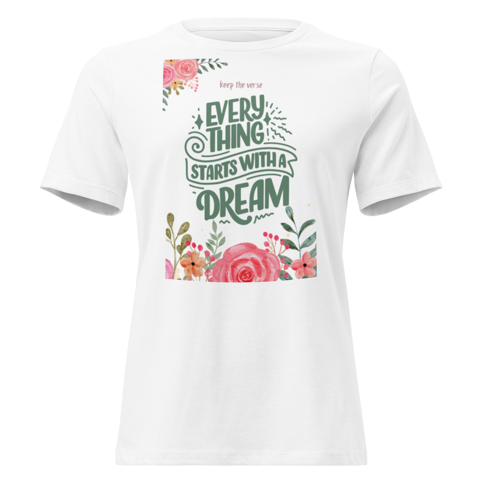 Women's Relaxed T-Shirt (Pink N White)